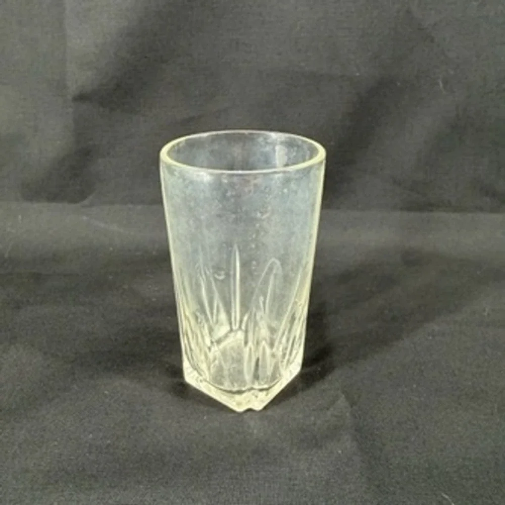 Vintage Pressed Clear Glass Juice Tumbler Wheat Pattern Square Base 3.75 inch